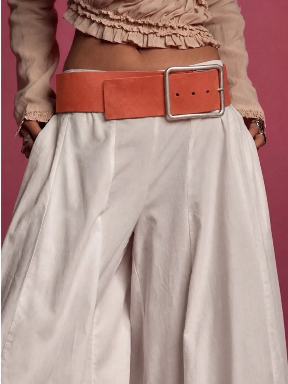 9335. Free People Suede Hex Hip Belt